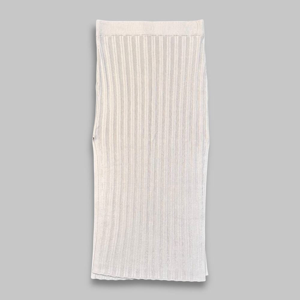 Abercrombie & Fitch Ribbed Knit Midi Skirt Cream – Women’s Size Small